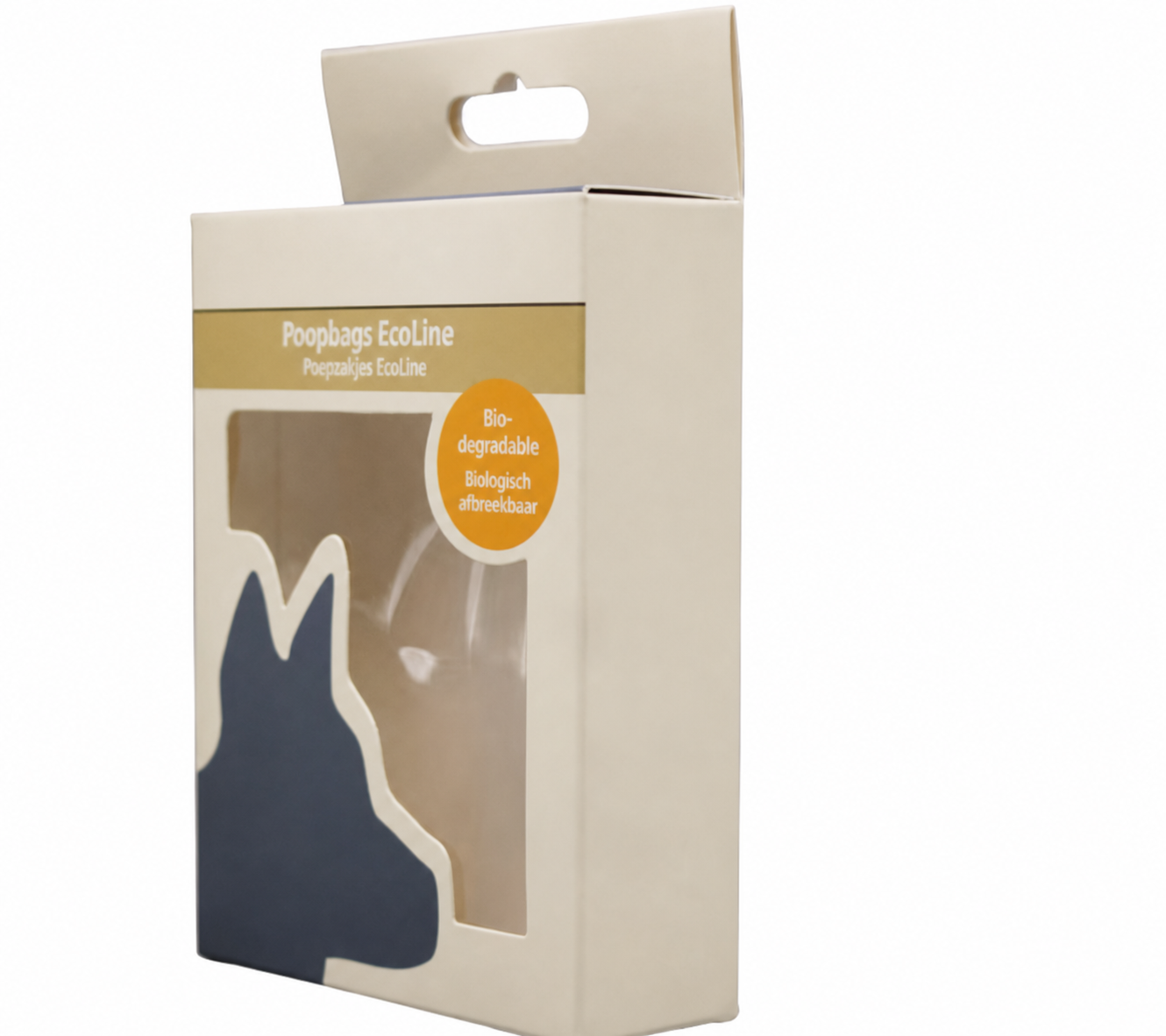 Side view of custom pet product window packaging
