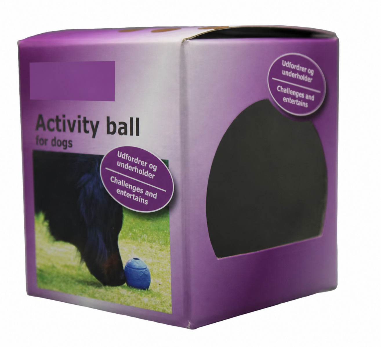 Colourful printed carton for a dog activity toy