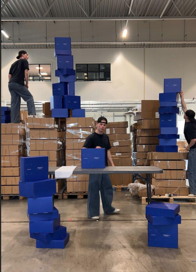 Urgent custom box production prepared for delivery