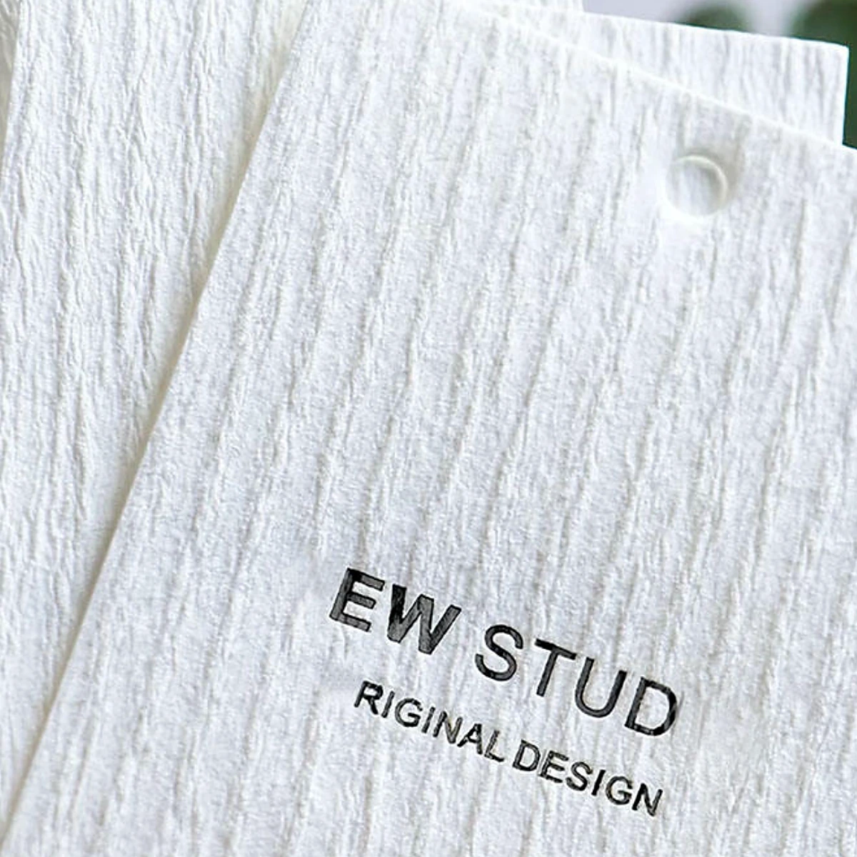Textured Art Paper Hanger Tag with Eyelet and String detail 1