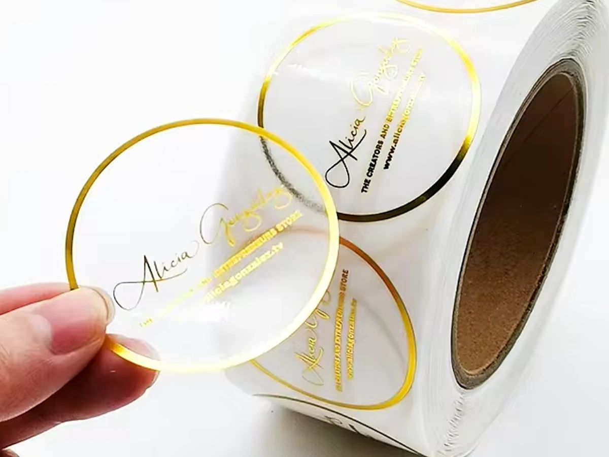 Transparent PET Gold Foil Invisible Label Sticker