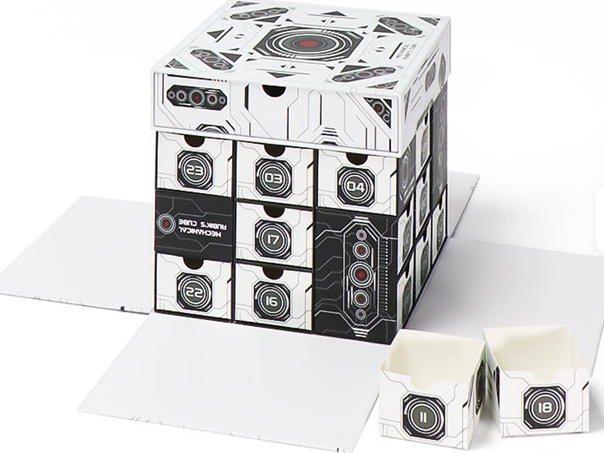 Sci-Fi Mecha Cube Advent Calendar Box with Four-Sided Openings