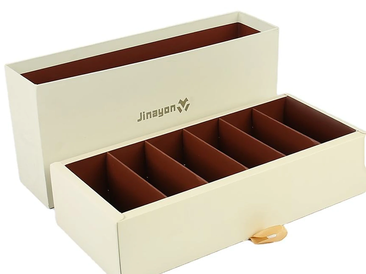 Sliding Drawer Chocolate Box with Compartmentalized Insert