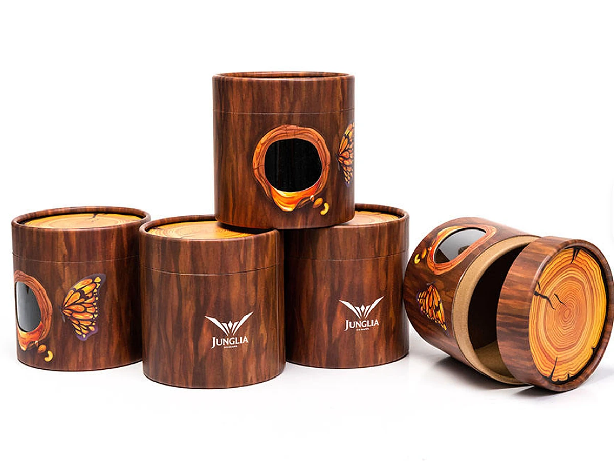 Wood-Grain Cylindrical Chocolate Tube with Display Window