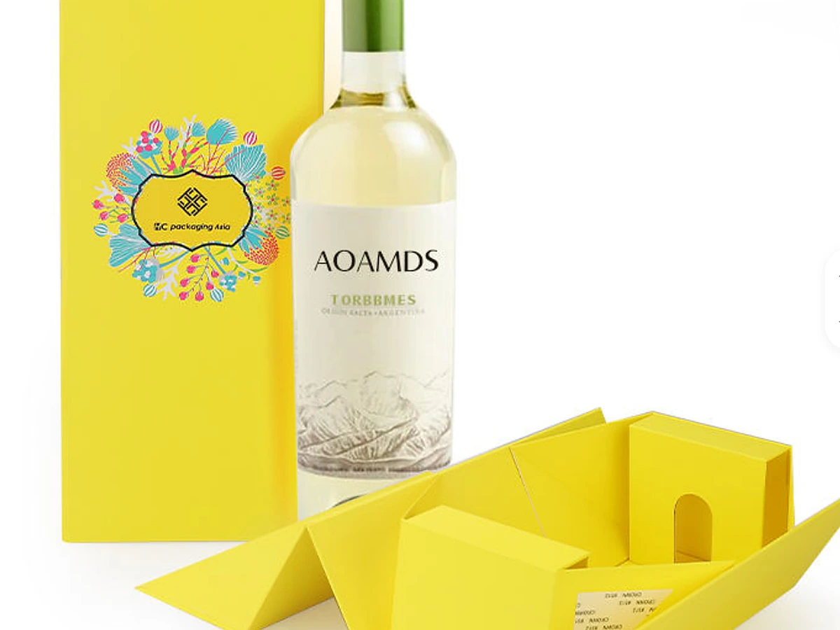 Self-Locking Fold Wine Box with Contoured Top and Base